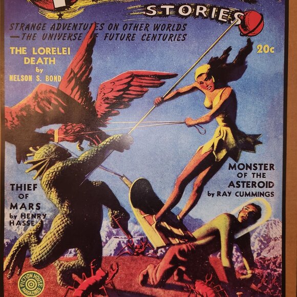 VTG Reproduction Sci-Fi Pulp Fiction Planet Stories Vol. 1 Poster Print By Asgar - Picture 2 of 10
